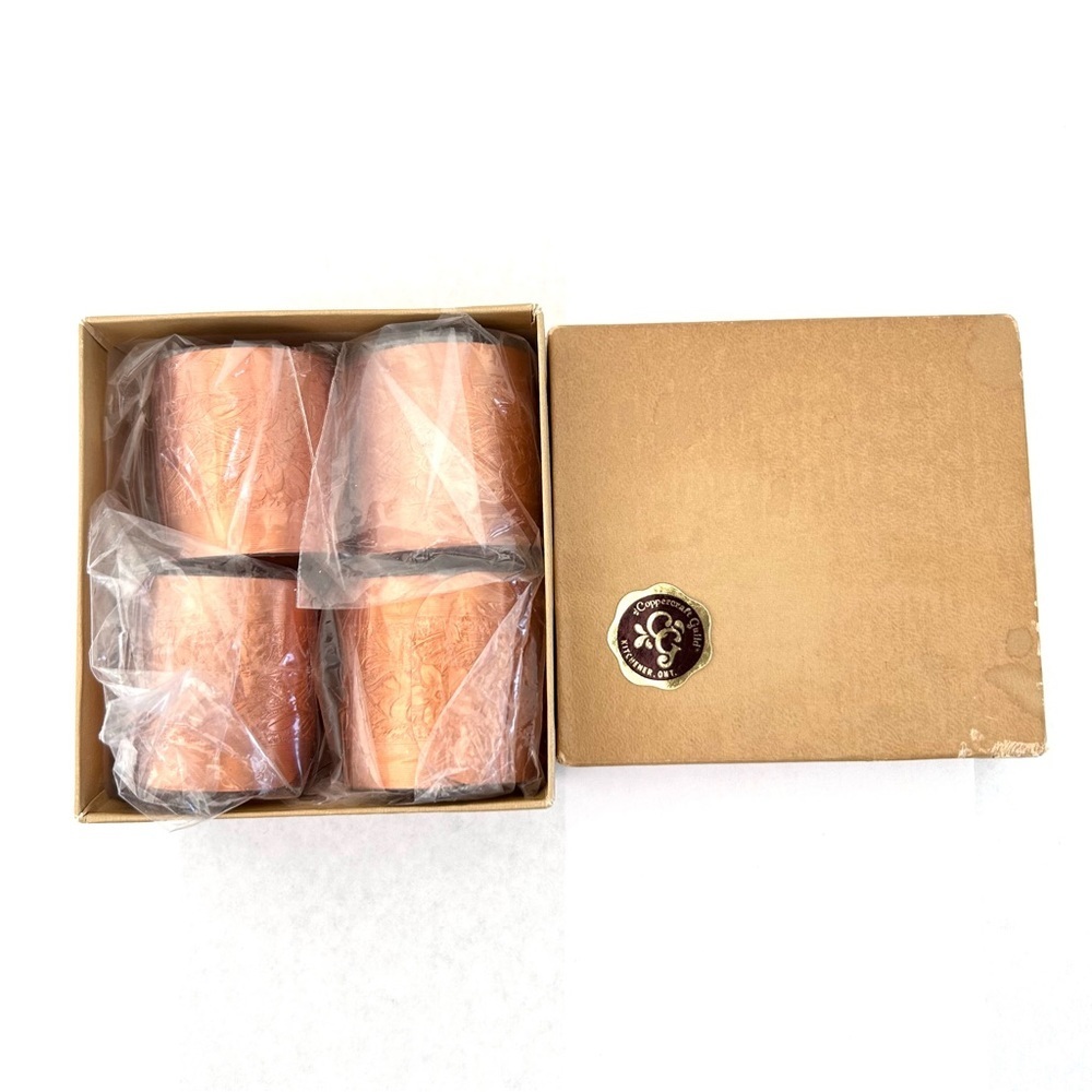 Copper Napkin Rings Set of 4 In Original Box Gift Coppercraft Guild Floral